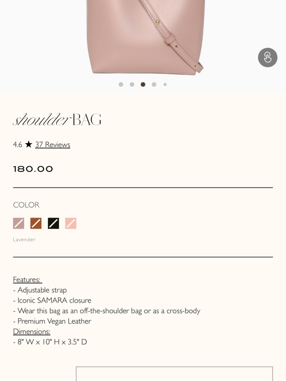 SAMARA Shoulder Bag in Dirty Pink - Vegan Leather